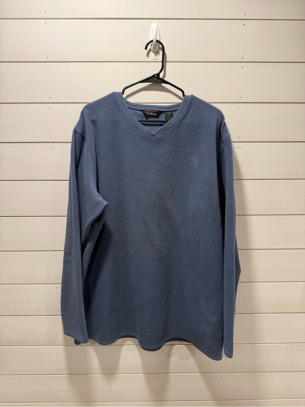 L.L. Bean Men's Dusty Blue V-Neck Fleece Pullover